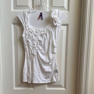 Source Unknown White Ruched Blouse
